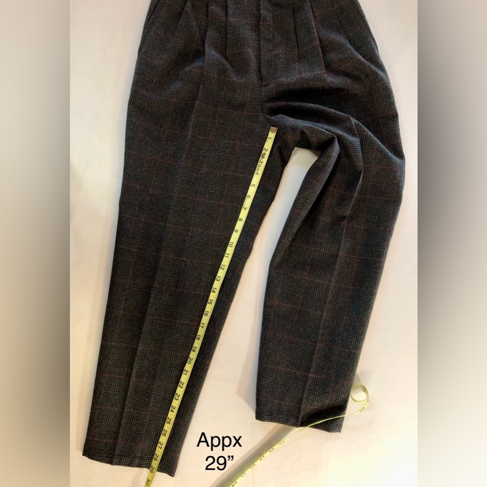 Vintage Giorgio Sant’Angelo Glen Check Plaid Wool Pants Gray Red - Picture 10 of 17